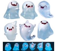 YGCHEN Lumineux Halloween Figurines en Résine Fantôme Lumineuses Décoration d'halloween Figurines Elfes Phosphorescentes Statues Miniatures Lumineux Figurine Halloween Déco 6 Pièces