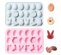 YGCHEN Moule de Pâques Moules à Bonbons en Silicone Moules à Chocolats Lapin Oeuf de Pâques Moules à Glacons Moulle Paques pour Fabrication de Gâteaux Faits à La Main, Bonbons, Chocolat, 2 Pièces