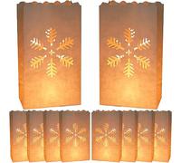 YGCHEN Noël Sac à Bougie Blanc Sac en Papier Luminaires Sacs à Bougies Photophore en Papier Sac à Bougies Flocon De Neige Sachet en Papier Lanternes Décoration de Noël 20 Pièces