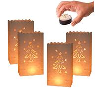 YGCHEN Sac à Bougie Blanc Luminaires Sac en Papier pour Bougies Photophore Bougie en Papier Lanternes Résistants à la Flamme Sac à Bougies Décoration Sapin de Noël Motif (20 PCS)