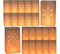 YGCHEN Sac à Bougie Noël Sac en Papier Luminaires Sacs à Bougies Blanc Photophore en Papier Sac à Bougies Flocon De Neige Bonhomme de Neige Motif Décoration Fête de Noël 20 Pièces