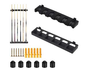 YGCQFH Support mural à 6 emplacements pour queues de billard - Comprend 6 housses de protection pour queues de billard, support pour queues de billard, rangement de bâtons de billard, accessoire de