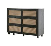 YGDYFDC Facile à Assembler Armoire Seau Rétro en Rotin, Meuble De Rangement Style Wabi-sabi, Petit Appartement, Entrée De Maison, Buffet À Tiroirs Petits Casiers(Black,A)