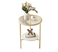YGDYFDC Table Basse Mini Table Ronde Simple Et Moderne, Table D'appoint De Luxe for Salon, Canapé, Petite Table Basse Ronde en Verre Changhong Petite Table(Gold,B)