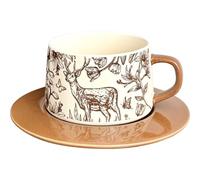 YGDYFDC Tasse Tasses et soucoupes à motifs d'animaux vintage- Ensembles de verres élégants for et le bar Tasse a Cafe(Brown)