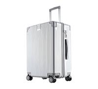 YGDYFDC Valise à roulettes Valise Trolley de 20 Pouces, boîte à Mot de Passe, Valise d'embarquement Universelle à roulettes, Valise en Cuir à la Mode Valise Voyage(Silver,32in)