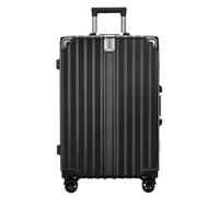 YGDYFDC Valise Valise rétro Anti-Collision à Cadre en Aluminium, Valise à roulettes, Port de Chargement Anti-Chute, for Hommes et Femmes Valise Grande Taille(Black,26cm)