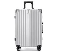 YGDYFDC Valise Valise rétro Anti-Collision à Cadre en Aluminium, Valise à roulettes, Port de Chargement Anti-Chute, for Hommes et Femmes Valise Grande Taille(Silver,24cm)