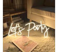 YGEQWK Enseigne Lumineuse Let's Party LED Neon Decoratif USB Neon Signs Night Lights pour Mariage Noël Fête d'anniversaire Salon Bar Décor Cadeau(Blanc Chaud,50cm)