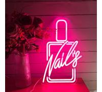YGEQWK Enseignes Lumineuses Nails LED Neon Wall Decoration Sign Rose Neon Signs Night Lights pour Décoration Murale, Chambre,Magasin de Manucure(26 x 40cm)