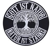 Yggdrasil | DIEU EST NATUR, NATURE EST FORCE | Patch à repasser Vikings - Arbre celtique de vie nordique - Cadeau Viking - Application à coudre/repasser - 90 x 90 mm