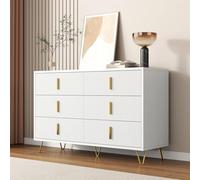 YGHQAP Commode blanche avec 6 tiroirs, buffet, commode d'angle moderne, pour chambre à coucher, salon, bureau, couloir (blanc 1)