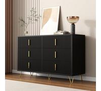 YGHQAP Commode noire avec 6 tiroirs, buffet de salon, commode d'angle moderne, pour chambre à coucher, salon, bureau, couloir (noir 1)