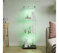YGHQAP Vitrine en verre sur pied, éclairage LED, porte simple, 3 étagères, 123,3 x 39,8 x 35 cm, moderne, pour objets de collection, livres, vin