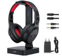 YGiTK Casque sans Fil pour Télévision avec Station de Charge Émetteur RF 2,4 GHz Casque Supra-auriculaire avec Câble Optique à 3.5mm, Portée de 30 mètres et Batterie Rechargeable