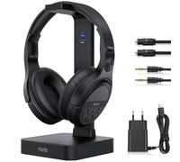 YGiTK Casque TV sans Fil avec 2.4GHz RF Chargement de l'Émetteur Casque Audio sans Fil Casque Hi-FI Écouteurs Casque Supra-auriculaire avec Numérique Optique Port de Sortie AUX/3,5mm/RCA