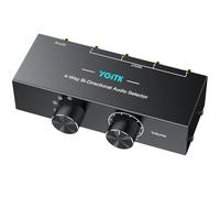 YGiTK Commutateur Audio Bi-Directionnel 3.5mm & RCA, 1x4 / 4x1 Sélecteur Audio avec Bouton Off et Contrôle du Volume, Convertisseur Audio Passif pour Haut-Parleurs, Casques, Amplificateurs