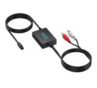 YGiTK Convertisseur SPDIF vers RCA 192kHz, Adaptateur Audio Toslink vers RCA, DAC Audio Numérique Analogique, 7ft/2.1m, Câble Optique Intégré, Compact et Pratique pour TV, DVD, Console de Jeux