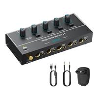 YGiTK Mélangeur Audio Mono/Stéréo 4 Canaux Mini Mélangeur Audio 3,5 mm Commutation à Un ou Deux Canaux avec Contrôle du Volume Indépendantes TRS 3,5 mm / 6,35 mm pour Scène Clavier de Guitare Basse