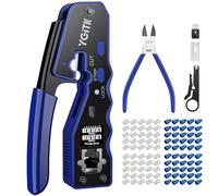 YGiTK RJ45 Pince à Sertir Kit Outil Réseau Connecteur Network Testeur Câble | Réseau avec 50pcs Connecteurs Cat6 Dorés et Connecteur 8P, pour Connecteur Réseau CAT5/CAT5A/CAT6/CAT6A