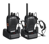 YGiTK Talkie Walkie Rechargeable Longue Portée 16 Canaux PMR Talkies-Walkies Radio, Radio sans Licence, Fonction VOX, Lampe LED, Portatif pour Extérieur, École, Maison (2 Unités)