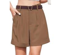 YGJIEGENG Short d'été décontracté pour femme - Taille élastique - Jambes larges - Coupe ajustée - Avec poches - Taille S à 2XL, moka, L