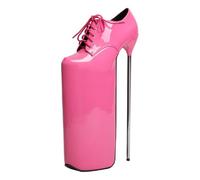 YGJKLIS Femmes 30cm arc lacet-up décoration Stiletto Pompes couleur solide 20cm Plateforme hauts talons Sandales (Couleur rose,38)