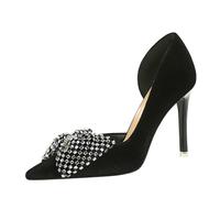 YGJKLIS Femmes Noir 7cm Arc côté Creux Stiletto pointé fermé Orteil Chaussures à Talons Hauts (Noir,38)