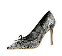 YGJKLIS Femmes Pointed Toe 9cm Arc Talons Hauts Glitter Prom Bride Stiletto Chaussures (Noir,36)