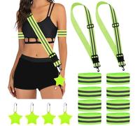 YGKYMVW 14 Pièces Bande Reflechissante Set, 2 Ceinture Reflechissante Réglable 8 Brassard Reflechissant 4 Pendentifs Reflechissante, Sangle Réfléchissante pour Jogging Vélo Cyclisme