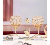 YGLEEULI 1 bougeoir en Cristal doré à Double tête for Table Basse, Mariage, événements, fêtes, Maison pour fête, Mariage