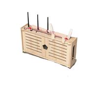 YGLEEULI Boîtier Mural en Bois Massif avec Prise Wi-FI et Gestion des câbles, Rangement de Bureau avec Support for télécommande pour Routeur(Double Door)