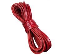 YGLEEULI Bracelet en Cuir rétro Rouge de 2 mètres, Cordon Plat/Rond en Cuir, Corde à bricoler soi-même, Fabrication de Bracelets pour Bracelet(Flat 3x2mm)