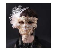 YGLEEULI Masque de chant intégral en dentelle dorée Vintage Mascarade Rétro(Gold)