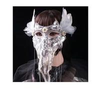 YGLEEULI Masque de chant intégral en dentelle dorée Vintage Mascarade Rétro(Silver)