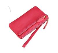 YGLEEULI Pochette en cuir for femme, porte-monnaie multifonctionnel, porte-cartes à fermeture éclair, pince billets, étui for téléphone Femme avec Chaîne(Red1,16X9.5X0.8 CM)
