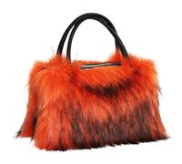 YGLEEULI Sac fourre-tout en fausse fourrure for femme, couleur unie, idéal for l'automne et l'hiver, for les voyages Sac a Main Femme(Orange)