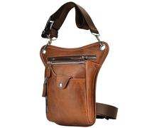 YGLEEULI Sacoche de Jambe Sac Banane Vintage en Cuir PU for Homme et Femme, Sacoche Multifonction for Moto, vélo, randonnée, Camping(Light Brown)