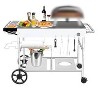 YGLEEULI Table de Four à Pizza Mobile for la préparation et la Garniture des Aliments, Barbecue extérieur pour Salon cuisin