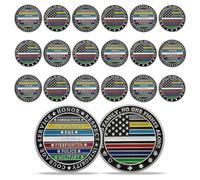 YGLLSSY Lot de 20 pièces de défi fines multi-lignes, pièces de défi de police, pièce de défi « Personne ne se bat seul » pour le respect des EMS pompiers, infirmières, policières, héros militaires