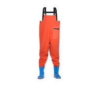 YGLONG Cuissardes de Pêche Cuissardes for Enfants avec Bottes, 4 Couleurs Disponibles, Pantalons de Pluie complets for Jeunes Adolescents, Pantalons de pêche imperméables(Orange 28-29)