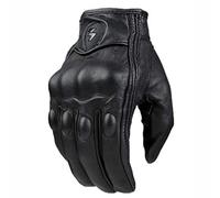 YGLONG Gants Moto Gants de Moto Touch Screen Cuir Noir Chevalier Black Knight Gant Hommes Vélo Vélo Full Finger Motocross Motocross Gant Moto (Color : Short Non Perforated, Size : L)