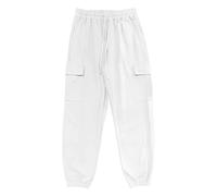 YGLONG Pantalon Lin Homme Men's Cotton Linen Cargo Jogger Pants Elastic Waist Drawstring Multi Pockets Casual Breathable Streetwear Trousers for Men(White,XL)