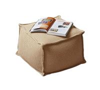 YGLONG Petit Tabouret Pouf Pouf en Pur Coton gaufré avec Rembourrage Pouf d'angle Repose-Pieds Repose-Pieds Futon(L-43X43X30cm-khaki)