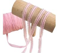YGMNQAL 15 Meters Cute Bilateral Ruffle Stretchy Lace Trim Fabric DIY for Home Decor Patchwork 1cm Width Colored Elastic Ribbon(Pink)