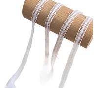 YGMNQAL 15 Meters Cute Bilateral Ruffle Stretchy Lace Trim Fabric DIY for Home Decor Patchwork 1cm Width Colored Elastic Ribbon(White)