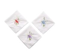 YGMNQAL 8pc 28cm Colorful White Lace Embroidered Handkerchief Square Towel Cotton Soft Ladies For Party(Flower type three co)