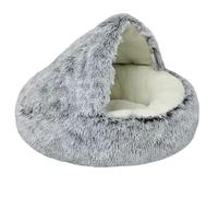 YGMNQAL Autumn and Winter Soft Plush Pet Bed and Warm and Cold Comforter Nest Shell Cat Semi-Enclosed(Grey,60c60cm)