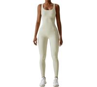 YGMNQAL Costume de Yoga sans couture, danse, serrage du ventre, ensemble d'entraînement, body extensible, vêtements sport, Push Up(Beige,L)