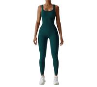YGMNQAL Costume de Yoga sans couture, danse, serrage du ventre, ensemble d'entraînement, body extensible, vêtements sport, Push Up(Deep green,L)